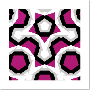 Pink Black White Grey Geometric Posters and Art